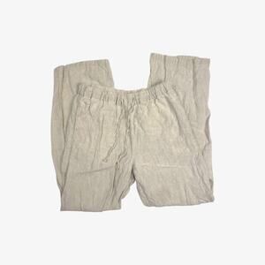 Muji cream white linen wide leg pants drawstring waist